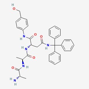 molecular formula C36H39N5O5 B15388084 (S)-2-((S)-2-((S)-2-Aminopropanamido)propanamido)-N1-(4-(hydroxymethyl)phenyl)-N4-tritylsuccinamide 