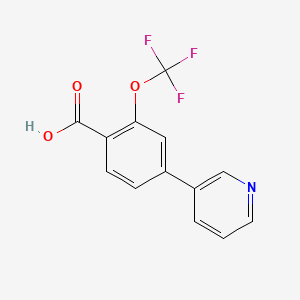 molecular formula C13H8F3NO3 B15388335 4-(Pyridin-3-yl)-2-(trifluoromethoxy)benzoic acid CAS No. 1214338-86-9