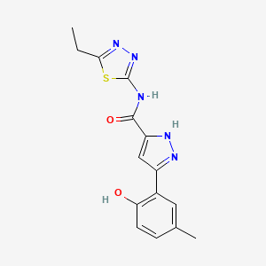 molecular formula C15H15N5O2S B15388819 N-(5-ethyl-1,3,4-thiadiazol-2-yl)-5-(2-hydroxy-5-methylphenyl)-1H-pyrazole-3-carboxamide 