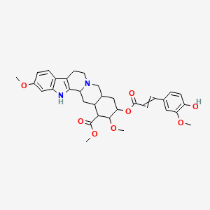 molecular formula C33H38N2O8 B15389073 methyl 17-[3-(4-hydroxy-3-methoxyphenyl)prop-2-enoyloxy]-6,18-dimethoxy-1,3,11,12,14,15,16,17,18,19,20,21-dodecahydroyohimban-19-carboxylate 
