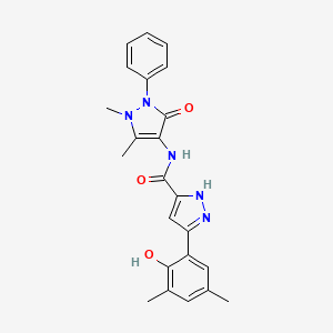 molecular formula C23H23N5O3 B15389323 N-(1,5-dimethyl-3-oxo-2-phenyl-2,3-dihydro-1H-pyrazol-4-yl)-5-(2-hydroxy-3,5-dimethylphenyl)-1H-pyrazole-3-carboxamide 