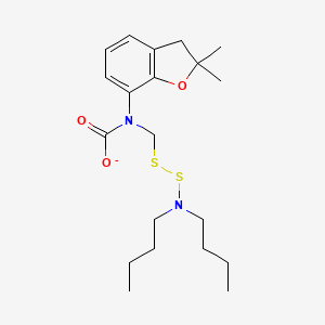 molecular formula C20H31N2O3S2- B15389371 Carbamic acid,[(dibutylamino)dithio]methyl-, 2,3-dihydro-2,2-dimethyl-7-benzofuranyl ester(9CI) 