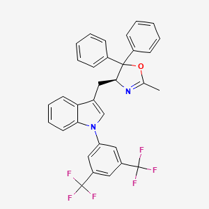 molecular formula C33H24F6N2O B15389713 (4S)-4-[[1-[3,5-bis(trifluoromethyl)phenyl]indol-3-yl]methyl]-2-methyl-5,5-diphenyl-4H-1,3-oxazole 