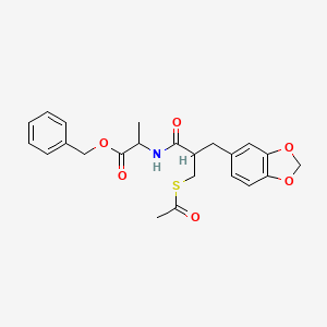molecular formula C23H25NO6S B15389725 Benzyl 2-[[2-(acetylsulfanylmethyl)-3-(1,3-benzodioxol-5-yl)propanoyl]amino]propanoate 