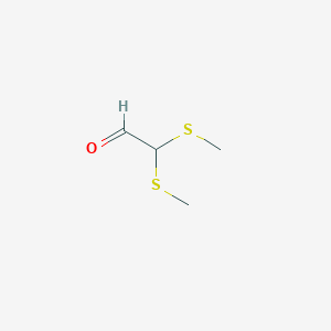 molecular formula C4H8OS2 B15389775 Acetaldehyde, bis(methylthio)- CAS No. 101010-59-7