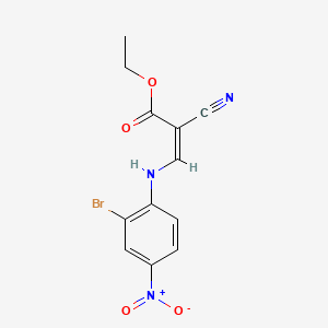 molecular formula C12H10BrN3O4 B15389863 ethyl (2Z)-3-[(2-bromo-4-nitrophenyl)amino]-2-cyanoprop-2-enoate 