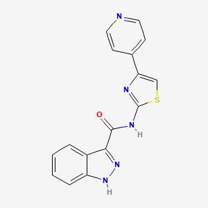 molecular formula C16H11N5OS B15389957 N-(4-(pyridin-4-yl)thiazol-2-yl)-1H-indazole-3-carboxamide 