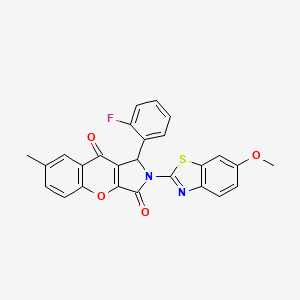 molecular formula C26H17FN2O4S B15390123 1-(2-Fluorophenyl)-2-(6-methoxy-1,3-benzothiazol-2-yl)-7-methyl-1,2-dihydrochromeno[2,3-c]pyrrole-3,9-dione 
