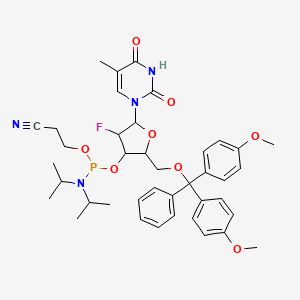 molecular formula C40H48FN4O8P B15390182 3-[[(2R,3R,4S,5R)-2-[[bis(4-methoxyphenyl)-phenyl-methoxy]methyl]-4-fluoro-5-(5-methyl-2,4-dioxo-pyrimidin-1-yl)tetrahydrofuran-3-yl]oxy-(diisopropylamino)phosphanyl]oxypropanenitrile 