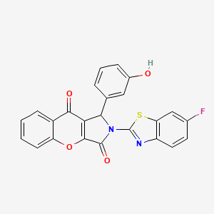molecular formula C24H13FN2O4S B15390329 2-(6-Fluoro-1,3-benzothiazol-2-yl)-1-(3-hydroxyphenyl)-1,2-dihydrochromeno[2,3-c]pyrrole-3,9-dione 