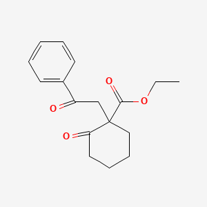 molecular formula C17H20O4 B15390386 Cyclohexanecarboxylic acid, 2-oxo-1-(2-oxo-2-phenylethyl)-, ethyl ester CAS No. 101747-07-3