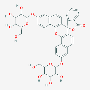 molecular formula C40H36O15 B153904 7',19'-Bis[[3,4,5-trihydroxy-6-(hydroxymethyl)oxan-2-yl]oxy]spiro[2-benzofuran-3,13'-2-oxapentacyclo[12.8.0.03,12.04,9.017,22]docosa-1(14),3(12),4(9),5,7,10,15,17(22),18,20-decaene]-1-one CAS No. 133551-98-1