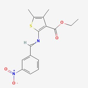 molecular formula C16H16N2O4S B15390412 Ethyl 4,5-dimethyl-2-((3-nitrobenzylidene)amino)thiophene-3-carboxylate 