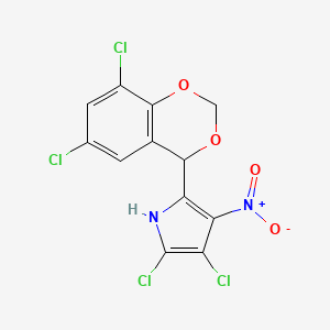 molecular formula C12H6Cl4N2O4 B15390480 2,3-dichloro-5-(6,8-dichloro-4H-1,3-benzodioxin-4-yl)-4-nitro-1H-pyrrole 