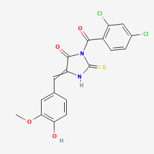 molecular formula C18H12Cl2N2O4S B15390627 3-(2,4-Dichlorobenzoyl)-5-(4-hydroxy-3-methoxybenzylidene)-2-thioxoimidazolidin-4-one 