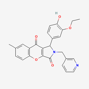 molecular formula C26H22N2O5 B15390770 1-(3-Ethoxy-4-hydroxyphenyl)-7-methyl-2-(pyridin-3-ylmethyl)-1,2-dihydrochromeno[2,3-c]pyrrole-3,9-dione 