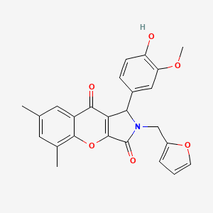 molecular formula C25H21NO6 B15390777 2-(Furan-2-ylmethyl)-1-(4-hydroxy-3-methoxyphenyl)-5,7-dimethyl-1,2-dihydrochromeno[2,3-c]pyrrole-3,9-dione 