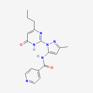 molecular formula C17H18N6O2 B15390858 N-(3-methyl-1-(6-oxo-4-propyl-1,6-dihydropyrimidin-2-yl)-1H-pyrazol-5-yl)isonicotinamide 