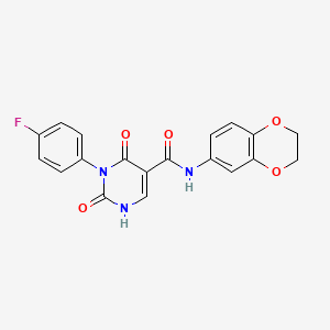 molecular formula C19H14FN3O5 B15390885 N-(2,3-dihydro-1,4-benzodioxin-6-yl)-3-(4-fluorophenyl)-2,4-dioxo-1H-pyrimidine-5-carboxamide 