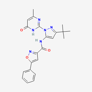 molecular formula C22H22N6O3 B15390929 N-(3-(tert-butyl)-1-(4-methyl-6-oxo-1,6-dihydropyrimidin-2-yl)-1H-pyrazol-5-yl)-5-phenylisoxazole-3-carboxamide 