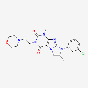 molecular formula C21H23ClN6O3 B15391045 8-(3-chlorophenyl)-1,7-dimethyl-3-[2-(morpholin-4-yl)ethyl]-1H-imidazo[2,1-f]purine-2,4(3H,8H)-dione 