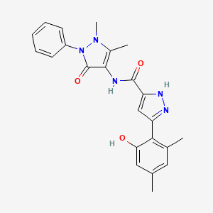 molecular formula C23H23N5O3 B15391099 N-(1,5-dimethyl-3-oxo-2-phenyl-2,3-dihydro-1H-pyrazol-4-yl)-5-(2-hydroxy-4,6-dimethylphenyl)-1H-pyrazole-3-carboxamide 