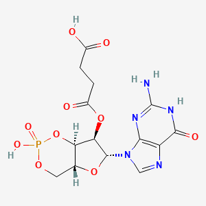 molecular formula C14H16N5O10P B15391138 Guanosine cyclic 3',5'-(hydrogen phosphate) 2'-(hydrogen succinate) CAS No. 39118-26-8