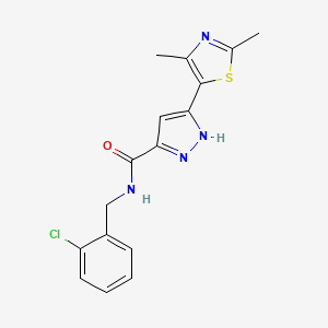 molecular formula C16H15ClN4OS B15391144 N-(2-chlorobenzyl)-3-(2,4-dimethylthiazol-5-yl)-1H-pyrazole-5-carboxamide 