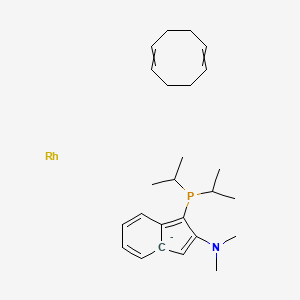 molecular formula C25H37NPRh- B15391329 cycloocta-1,5-diene;1-di(propan-2-yl)phosphanyl-N,N-dimethylinden-3a-id-2-amine;rhodium 