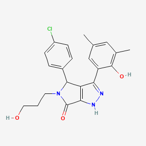 molecular formula C22H22ClN3O3 B15391346 4-(4-chlorophenyl)-3-(2-hydroxy-3,5-dimethylphenyl)-5-(3-hydroxypropyl)-4,5-dihydropyrrolo[3,4-c]pyrazol-6(2H)-one 