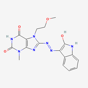 molecular formula C17H17N7O4 B15391446 6-hydroxy-7-(2-methoxyethyl)-3-methyl-8-[(2E)-2-(2-oxo-1,2-dihydro-3H-indol-3-ylidene)hydrazinyl]-3,7-dihydro-2H-purin-2-one 