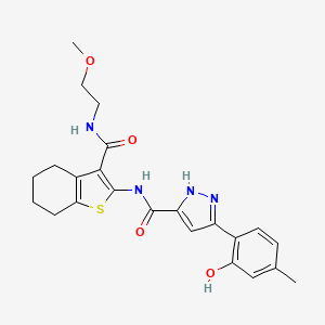 molecular formula C23H26N4O4S B15391472 5-(2-hydroxy-4-methylphenyl)-N-{3-[(2-methoxyethyl)carbamoyl]-4,5,6,7-tetrahydro-1-benzothiophen-2-yl}-1H-pyrazole-3-carboxamide 