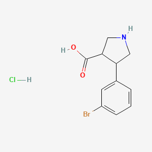 molecular formula C11H13BrClNO2 B15391480 trans-4-(3-Bromophenyl)pyrrolidine-3-carboxylic acid hydrochloride 