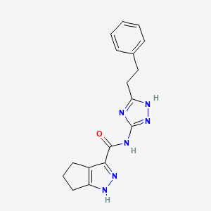 molecular formula C17H18N6O B15391730 N-[5-(2-phenylethyl)-1H-1,2,4-triazol-3-yl]-2,4,5,6-tetrahydrocyclopenta[c]pyrazole-3-carboxamide 