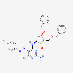 molecular formula C30H30Cl2N6O3 B15391748 (1S,2S,3S,5S)-5-((2-Amino-6-chloro-5-((E)-(4-chlorophenyl)diazenyl)pyrimidin-4-yl)amino)-3-(benzyloxy)-2-((benzyloxy)methyl)cyclopentan-1-ol 