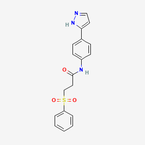 molecular formula C18H17N3O3S B15391779 N-(4-(1H-pyrazol-3-yl)phenyl)-3-(phenylsulfonyl)propanamide 