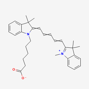 molecular formula C32H38N2O2 B15391865 6-[3,3-Dimethyl-2-[5-(1,3,3-trimethylindol-1-ium-2-yl)penta-2,4-dienylidene]indol-1-yl]hexanoate 