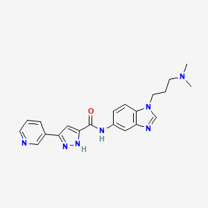 molecular formula C21H23N7O B15391948 N-{1-[3-(dimethylamino)propyl]-1H-benzimidazol-5-yl}-5-(pyridin-3-yl)-1H-pyrazole-3-carboxamide 