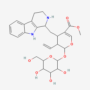 molecular formula C27H34N2O9 B15392008 methyl 3-ethenyl-4-(2,3,4,9-tetrahydro-1H-pyrido[3,4-b]indol-1-ylmethyl)-2-[3,4,5-trihydroxy-6-(hydroxymethyl)oxan-2-yl]oxy-3,4-dihydro-2H-pyran-5-carboxylate 