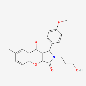 molecular formula C22H21NO5 B15392029 2-(3-Hydroxypropyl)-1-(4-methoxyphenyl)-7-methyl-1,2-dihydrochromeno[2,3-c]pyrrole-3,9-dione 