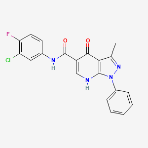 molecular formula C20H14ClFN4O2 B15392085 N-(3-chloro-4-fluorophenyl)-3-methyl-4-oxo-1-phenyl-4,7-dihydro-1H-pyrazolo[3,4-b]pyridine-5-carboxamide 