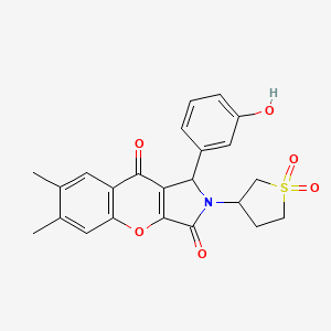 molecular formula C23H21NO6S B15392229 2-(1,1-Dioxidotetrahydrothiophen-3-yl)-1-(3-hydroxyphenyl)-6,7-dimethyl-1,2-dihydrochromeno[2,3-c]pyrrole-3,9-dione 