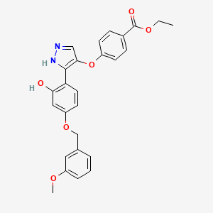 molecular formula C26H24N2O6 B15392304 ethyl 4-[(5-{2-hydroxy-4-[(3-methoxybenzyl)oxy]phenyl}-1H-pyrazol-4-yl)oxy]benzoate 