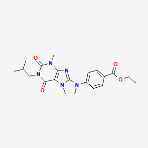 molecular formula C21H25N5O4 B15392367 Ethyl 4-[4-methyl-2-(2-methylpropyl)-1,3-dioxo-7,8-dihydropurino[7,8-a]imidazol-6-yl]benzoate 