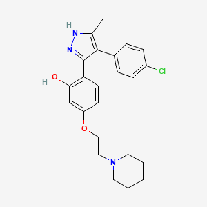 molecular formula C23H26ClN3O2 B15392386 2-[4-(4-chlorophenyl)-3-methyl-1H-pyrazol-5-yl]-5-[2-(piperidin-1-yl)ethoxy]phenol 