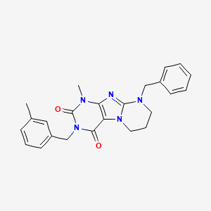 molecular formula C24H25N5O2 B15392472 9-benzyl-1-methyl-3-[(3-methylphenyl)methyl]-7,8-dihydro-6H-purino[7,8-a]pyrimidine-2,4-dione 