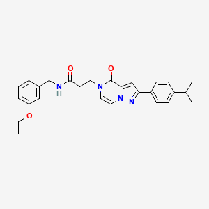 molecular formula C27H30N4O3 B15392649 N-(3-ethoxybenzyl)-3-{4-oxo-2-[4-(propan-2-yl)phenyl]pyrazolo[1,5-a]pyrazin-5(4H)-yl}propanamide 