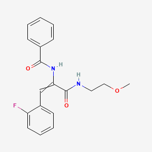 molecular formula C19H19FN2O3 B15392675 N-[1-(2-fluorophenyl)-3-(2-methoxyethylamino)-3-oxoprop-1-en-2-yl]benzamide 
