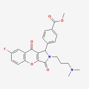 molecular formula C24H23FN2O5 B15392763 Methyl 4-{2-[3-(dimethylamino)propyl]-7-fluoro-3,9-dioxo-1,2,3,9-tetrahydrochromeno[2,3-c]pyrrol-1-yl}benzoate 