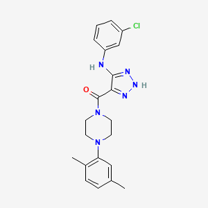 molecular formula C21H23ClN6O B15392809 (5-((3-chlorophenyl)amino)-1H-1,2,3-triazol-4-yl)(4-(2,5-dimethylphenyl)piperazin-1-yl)methanone 